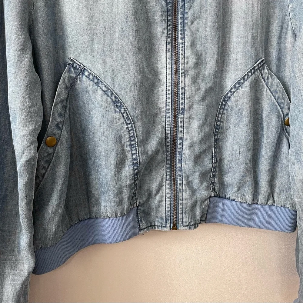 Urban Outfitters Light Blue Denim Bomber Jacket